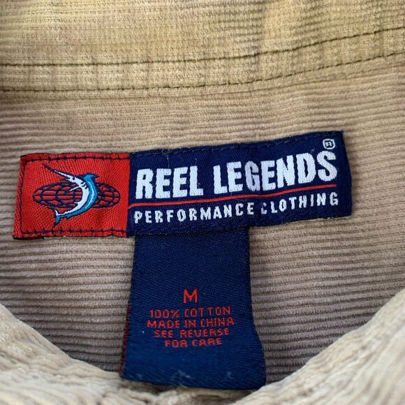 Reel Legends Corduroy Shirt Mens Medium Brown Button Up Casual Long Sleeve - Picture 5 of 12